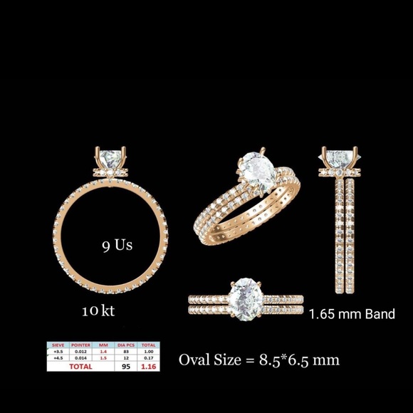 Moissanite Engagement Ring & Band - Picture 7 of 8